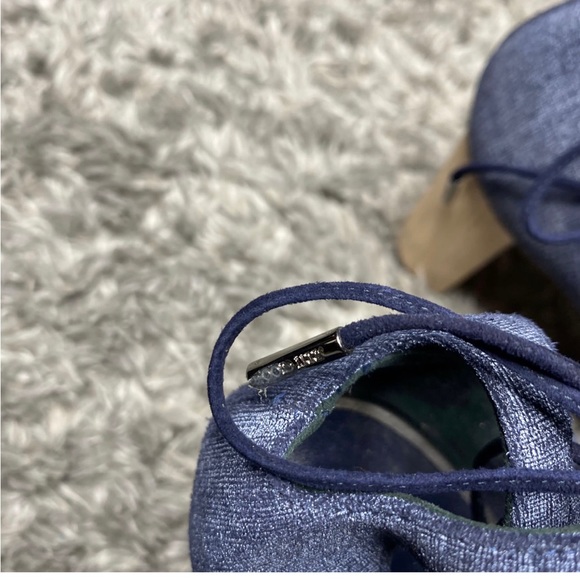 JIMMY CHOO Vernie Denim Leather Wood Heel Sandals - Picture 8 of 11